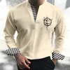 Camicie casual da uomo Primavera Autunno T-shirt a maniche lunghe a maniche lunghe da uomo nuova T-shirt da uomo allentata casual Abbigliamento maschile Traspirante Stand V Collar Tees Tops T240126