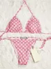 女性デザイナー水着夏のセクシーな女性ビキニファッションレタープリント水着高品質の女性の入浴スーツS-XLウェル
