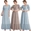 Ethnic Clothing Eid Party Muslim Women Abaya Fashion Mesh Embroidery Short Sleeve Long Maxi Dress Dubai Kaftan Islamic Arab Evening Gown