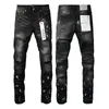 Paarse jeans voor heren jeans designer dames jeans broek kleding paarse jeans gestapelde lange broek Ripped High Street Jeans Retro Paint Spot Patch Hole Denim Streetwear