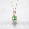 Retro Water Drop Pendant Necklace S925 Silver 3A Zircon Emerald Halsband Europeiska Fashion Women Colle Chain Wedding Party Bride Jewelry Valentine's Day Gift SPC