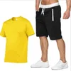 Tracksuits masculinos 2024 algodão-verão 2024two peça conjunto homens manga curta camiseta cortada top shorts design moda yyz