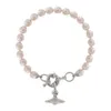 Designer Viviane Westwoods Vivien Versione alta dell'Imperatrice Dowager Vivienne Saturn Bracciale di perle barocche Temperamento di nicchia25555s