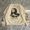 Men's Hoodies Sweatshirts Y2K 23SS Hip Hop Vintage Jesus Saint Michael Sweatshirts Men Women 1 1 Best Quality Hoodie Washed Handdrawn Damaged Crewneck Got T240126