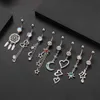 Navel Bell Button Rings Chirurgisch Staal Dangle Belly Button Ring Moon Star Chain Navel Ring Piercing voor Vrouwen Zirkoon Body Piercing Nombril Sieraden YQ240125