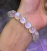 Strand Natural Blue Light Moonstone Clear Beads Bracelet Women Men 11mm Stretch Crystal Round