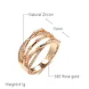 Band Rings Wbmqda Unique 585 Rose Gold Color Geometric Line Zircon Ring For Women Modern Creative Design New Fashion Jewelry 2023 Trending 240125
