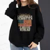 Sweats à capuche pour hommes Sweatshirts Vintage drapeau américain je m'identifie comme une femme américaine énervée sweat-shirt mode à manches longues col rond hauts pulls à capuche T240126