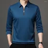 Men's Polos Lapel Tops Slim Fit Pullovers With Casual Solid Color Long Sleeve T Shirts For Men Black Orange Blue Red Green Dark