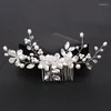 Haarspeldjes Trendy Bruidsaccessoires Dames Haarkleding Bruiloft Sieraden Bruid Tiara Kam Parelwit