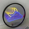 LED Neon Sign 3D Magic Infinite Mirror Multi-layer Cloud+Moon LED Neon Round Make Up Mirror Sign Home Room Decor Night Lamp Neon Signs Lights YQ240126