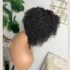 Brazilian Deep Kinky Curly 13x4 Lace Frontal Wigs for Women Short Curly Bob Wig Synthetic Pre Plucked Invisible Lace