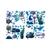 Autocollants muraux bleu monde sous-marin lumineux, couleur motif d'amour, amovible, Art Mural, décoration de fête, étanche