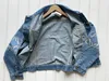 Abrigo de mezclilla para mujer Camisa de solapa bordada a la moda Chaquetas de mezclilla lavadas unisex