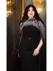 Etniska kläder Eid Ramadan Party Dress for Women Maxi Long Sleeve Mesh Beads Vestidos Lagors Dubai Arabic Abaya With Cloak Elegant Elbise