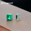 Urok Pansysen Vintage 100% prawdziwy szterling Sier 7mm Emerald Crefer Studs For Women Anniversary Party White Gold Earring