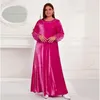 Etniska kläder 2024 Afrikanska bröllopsfestklänningar för kvinnor Autumn Elegant Long Sleeve O-Neck Plus Size Dress Muslim Fashion Abaya