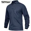 TACVASEN avec poches zippées T-shirts de travail tactiques pour hommes Polos haut de gamme à manches longues T-shirts Casual Golf Sports T-shirts Tops 240124