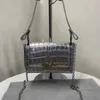 Viviane Westwood Bolsa Axila Bolsa de Ombro Único com Padrão de Crocodilo Moda Simples Bolsas Pequenas Quadradas Design de Nicho Crossbody para Mulheres 240123