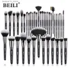 Pennelli per trucco BEILI Natural Black 15-42 pezzi Pennelli per trucco Set Fondotinta in polvere Correttore Sopracciglio Ombretto pinceaux de maquillage Q240126