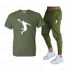 Tracki męskie Spodą na gorąco letnie spodnie T-shirt Ustaw swobodną markę Fitness Pants Jogger Pants T koszule Hip Hop Fash Men'stracksuit T240126