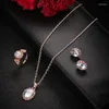 Halsbandörhängen Uppsättning 3 st/1Set Fashion Natural Opal Jewelry Crystal Gemstone Pendant Ring Accessories for Women