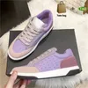 Luxury cnel designer shoes for women 22FW Logo Embossed Velvet corduroy sneaker dust pink haze blue lilac island green womens fashion casual trainers EUR 35-40