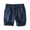 Shorts pour hommes été mince respirant droit pour la plage pantalons décontractés jeunesse coupe ample coton et lin demi-longueur