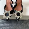 Chaussures de mode pour femmes de luxe Nouvelles sandales tournesol dames en cuir véritable 10a qualité supérieure cristal diamant talon haut 10 cm avec boîte talon haut chaussure cadeau sandale