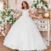 Girl Dresses White Sleeveless Flower Dress Princess For Wedding Lace Applique Beaded Ball Gown Pageant First Communion