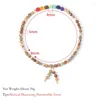 Strand OAIITE 6mm Natural Raw Mineral Picture Stone Beaded Multi-layer Bracelet 7 Chakras Energy Elastic For Men Women