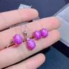Sets Starlight Ruby set 925 Sterling Silver non discoloration six star lines beautiful women's Gift Ring Earrings