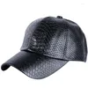 Bollmössor Crocodile Skin Dad Hatts Fashion Pu Leather Snake Baseball Cap For Women Outdoor Leisure Hip Hop Snapback