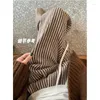 Women's Pants Semalam Stripes Woolen Wide-Leg Trousers For Women High Waist Drooping Plus Velvet Thickened Casual Mopping