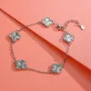 Designer Van cl-ap New Year's Good Luck s925 Sterling Silver Bracelet Laser Lucky Four leaf Grass Five flower for Girl Students