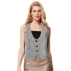 GK Donna Elegante Gilet scozzese Vintage Scollo a V Gilet senza maniche Canotte Cappotti da donna Top Vita posteriore con cinturino 240118