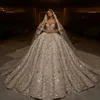 2024 Luxury Dubai Ball Gown Wedding Dress Princess Sparkly Lace Applicques Brodery Bridal Formella klänningar Robe de Mariage Vestido de Noivas