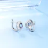 Charm Gem's Ballet Sterling Sier Gemstone Earrings 6mm Round Natural Mystic Topaz Clip Earrings for Women Fine Jewelry