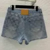 Designer mulheres shorts roupas de luxo para senhoras verão cintura alta denim com couro volta decoração jeans 26 de janeiro