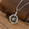 Cool Navigation Compass Necklaces for Men,14K White Gold Memorial Keepsake Cremation Urn Pendant Collar with Free Funnel