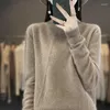 Maglioni da donna Elegante collo mezzo alto tinta unita maglione di lana lavorato a maglia vestire 2024 autunno allentato pullover casual pendolari Top