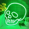 LED Neon znak Skull Neon znak zielony szkielet głowa LED Neon światło światło wystrój ścienny Znak lampy szkieletu do sypialni Man Cave Game Room Decor YQ240126