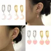Boucles d'oreilles créoles couleur pour femmes, en acier inoxydable, breloques, étoile, lune, cœur, pendentif, bijoux, cadeau, vente en gros