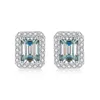 CHARM Modaya Modaya Gizli Sterling Sier 1CT Renkli VVS1 Emerald Cut Moissanit Saplama Küpe Kadınlar için Gra Diamond Pass Testi Pozitif