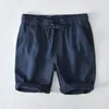 Shorts pour hommes été mince respirant droit pour la plage pantalons décontractés jeunesse coupe ample coton et lin demi-longueur