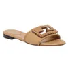 Lyxiga bilder designer tofflor kvinnor skor hög kvalitet casual sandaler flip flops vävande stil lata lägenheter sommarstrand sandal ihålig spänne med ruta 10a
