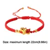 Link Armbanden Draak Jaar Chinese Geluk Rode Touw Armband Vergulde Hanger Verstelbare Armband Geluk
