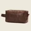 Gepersonaliseerde aangepaste brief retro handgemaakte plantaardig gelooid PU lederen toilettas dames heren make-up tas creatieve handtas 240122