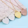 Designer Brand Tiffays Love Necklace Silver Plated Copper CNC Steel Seal Minimalist Heart shaped Pendant Collar Chain