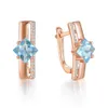 Charm Kuololit 585 Rose Gold Blue Topaz Gemstone Clip Earrings for Women Solid Sterling Sier Princess Cut Smycken för engagemang